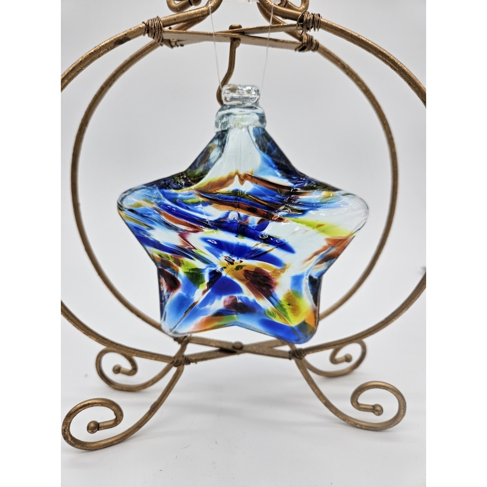 Art Glass Star Ornament Or Sun Catcher Blown Glass Vintage - STAND NOT INCLUDED